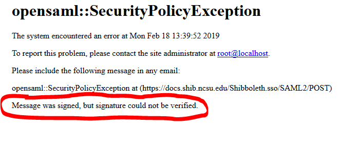 Signature could not be verified